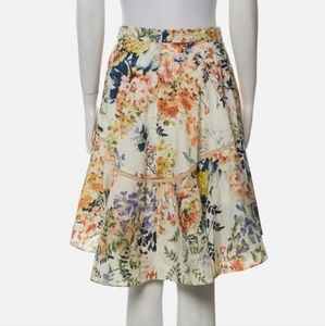 Anthropologie Fall floral Ranna Gill beige orange A-line skirt 10